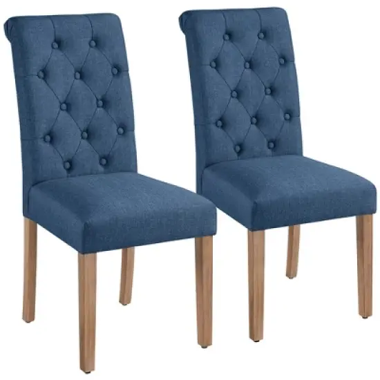 Yaheetech 2pcs Classic Fabric Upholstered Dining Chair Kitchen Chair image {10}
