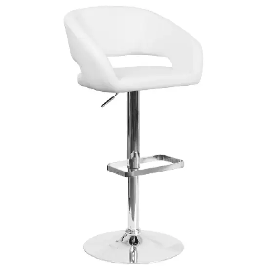 Merrick Lane Modern Bar Stool Rounded Mid-Back Stool With Height Adjustable Swivel Seat image {14}