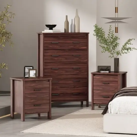 3pc Olimont Contemporary Dresser and Nightstand Set Walnut - Christopher Knight Home image {5}