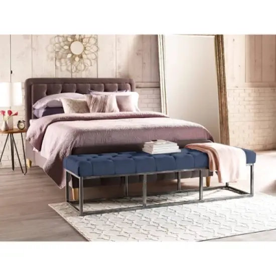 Danes Tufted Bench with Iron Legs - Finch image {2}