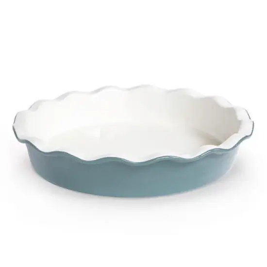 Kook Round Ceramic Pie Dish, Wave Edge, 10 Inch, 44 oz image {7}