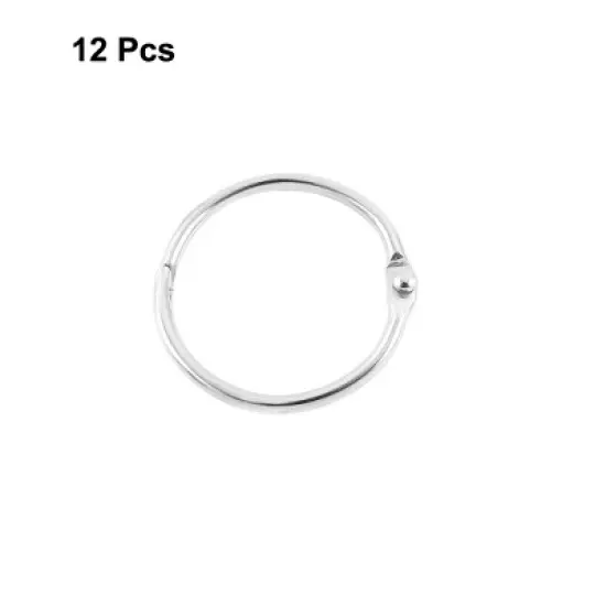 Unique Bargains Book Office Metal Loose Leaf Binder Hinge Snap Ring 1" Inner Dia 12 Pcs image {1}