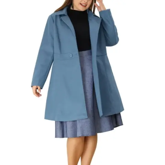 Agnes Orinda Women's Plus Size Notched Lapel Single Breasted Winter Long Pea Coat image {11}
