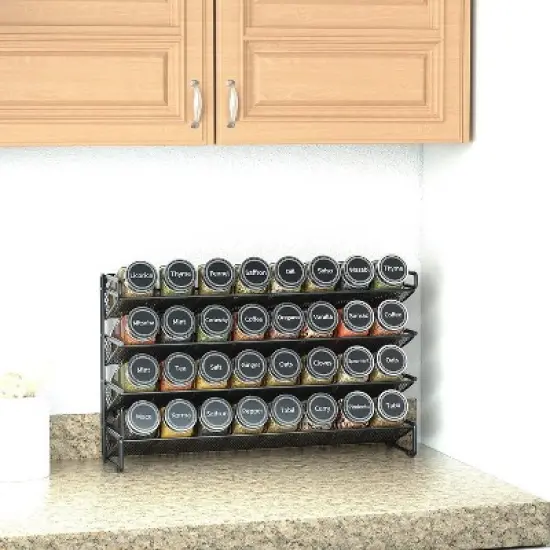 Spice Rack Organizer with 28 Jars, 386 Labels, for Cabinet, Countertop, Pantry or Wall Mount image {3}