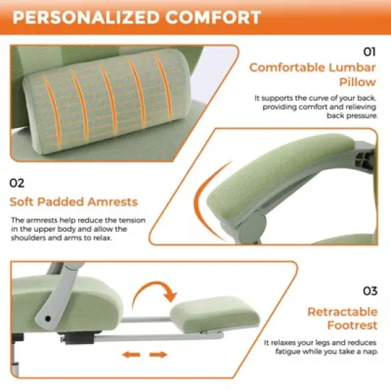 DOMETOUR Gaming Ergonomic Foot Rest Reclining, High Back Mesh Home Office Computer Desk Chair image {3}