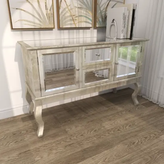 Glam Mirrored Sideboard Silver - Olivia & May image {32}