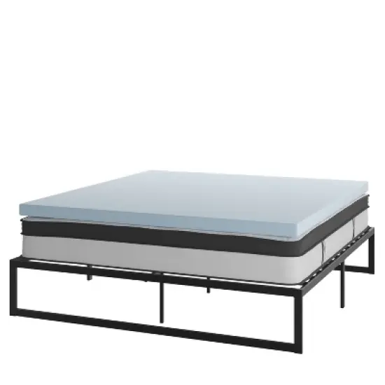 Flash Furniture 14 Inch Metal Platform Bed Frame with 12 Inch Pocket Spring Mattress in a Box and 3 inch Cool Gel Memory Foam Topper image {17}