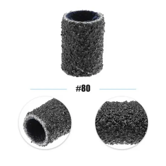 Unique Bargains Nail Drill Bits 80 Grit Sanding Bands Set 100 Pcs Black image {2}