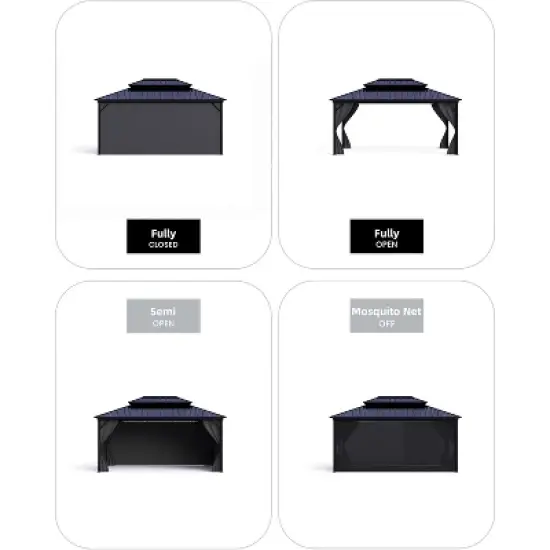GustoWave 12'x16' Outdoor Double Hardtop Patio Gazebo for Deck, Backyard, Lawn, Garden image {5}