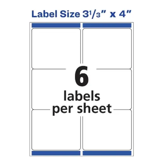 Avery Shipping Labels, Sure Feed Technology, Permanent Adhesive, 3-1/3" x 4", 1,500 Labels (95940) image {3}