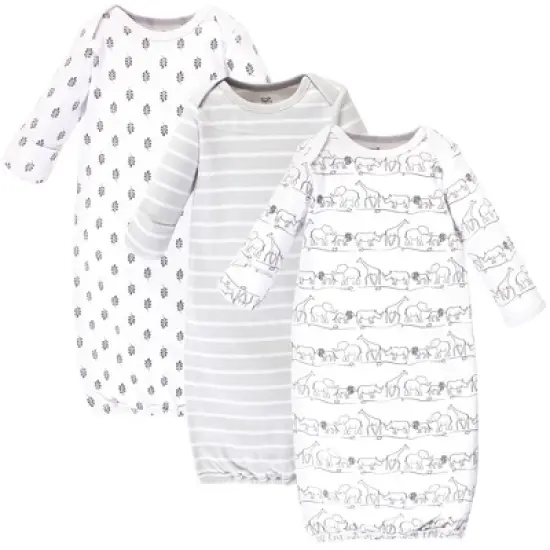 Touched by Nature Baby Organic Cotton Long-Sleeve Gowns 3pk, Safari image {4}