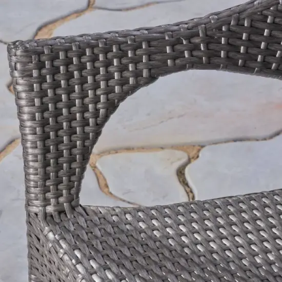 Bryant 3pc Acacia Wood & Wicker Bistro Set - Gray/Gray - Christopher Knight Home image {6}