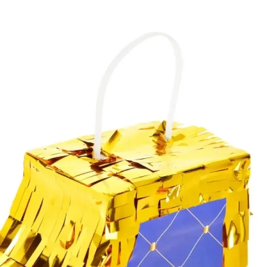 Blue Panda Small Royal Blue and Gold Number 1 Pinata with Pull Strings for 1st Birthday Party Table Decorations, 16.5 x 10.6 x 3 in image {2}