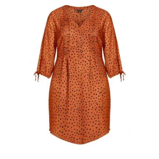 Women's Plus Size Woven Print Shirt Dress - ginger | EVANS image {2}