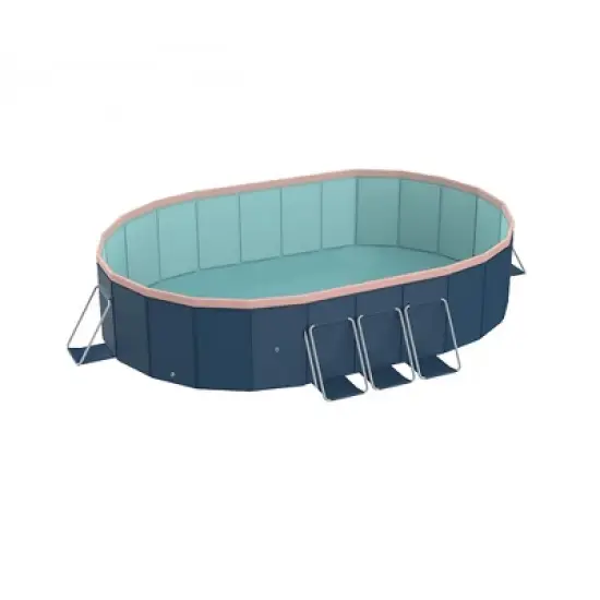 NAYSAYE Above Ground Pool PVC Folding Pool Strong Build Easy Setup for Outdoor Patio Garden Use, Blue and Gray, 118.11"*86.61"*19.69" image {5}
