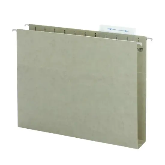Smead TUFF  Hanging Box Bottom Folder with Easy Slide  Tab, 2" Expansion, 1/3-Cut Sliding Tab, Letter Size, Steel Gray, 18 Per Box (64240) image {2}