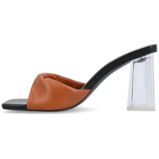 Journee Collection Womens Aylia Clear Block Heel Soft Vegan Leather Slip On Sandals image {1}