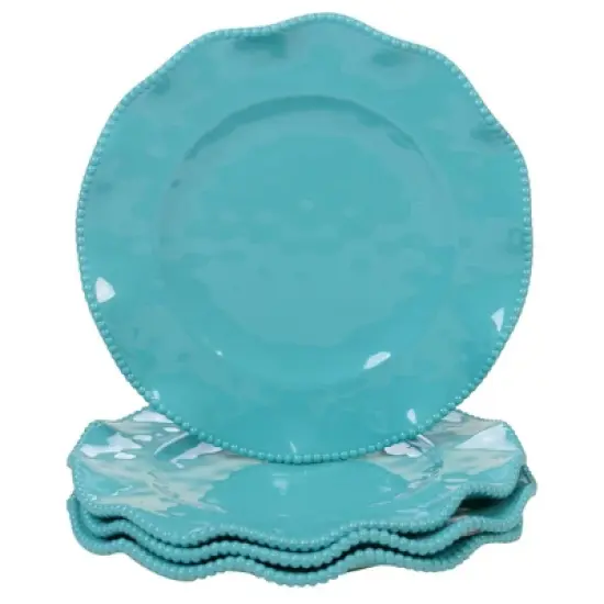 Certified International 12pc Melamine Perlette Dinnerware Set Teal image {1}