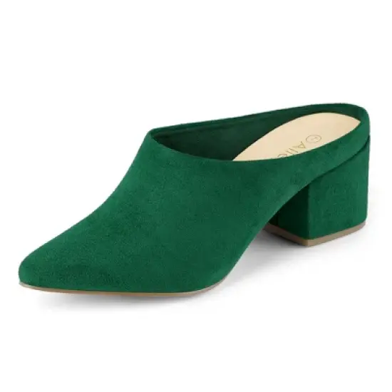Allegra K Women's Pointed Toe Slip on Block Heel Slide Mules image {11}