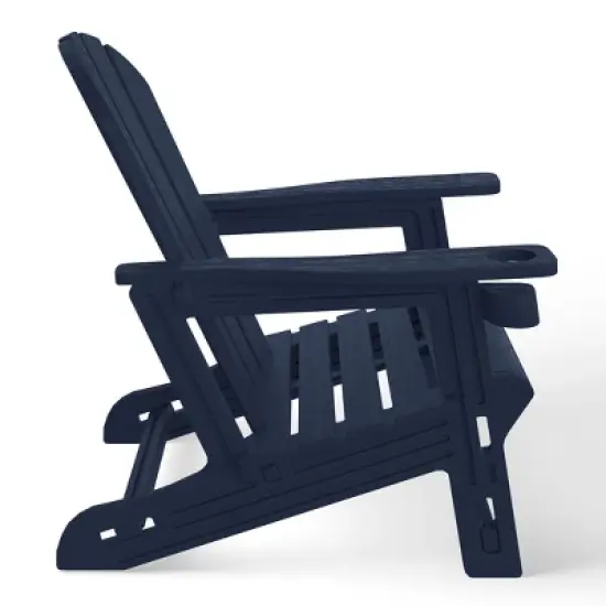 WestinTrends Azura 2-Piece HDPE Plastic Adirondack Patio Chair With 18" Side Table Set, Navy Blue image {5}
