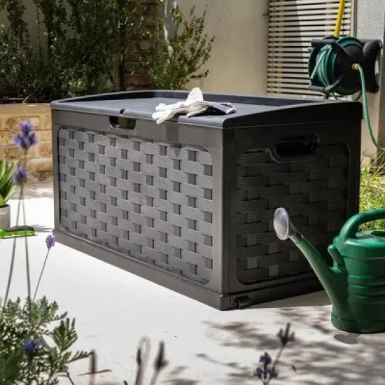 Starplast 88 Gallon Plastic Deck Box Black image {3}