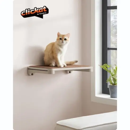 Feandrea Clickat Collection - No.007 Cat Shelf, Wall-Mounted Cat Perch for Indoor Cats, Cat Wall Shelves image {2}