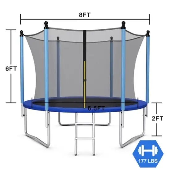 Costway 8/10/12/14/15/16FT Jumping Exercise Recreational Bounce Trampoline W/Safety Net image {1}