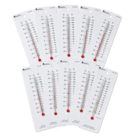 Learning Resources Student Thermometers Classroom Supplies Homeschool Set of 10 Ages 8plus: Glass & Plastic, Teaching Aid image {3}
