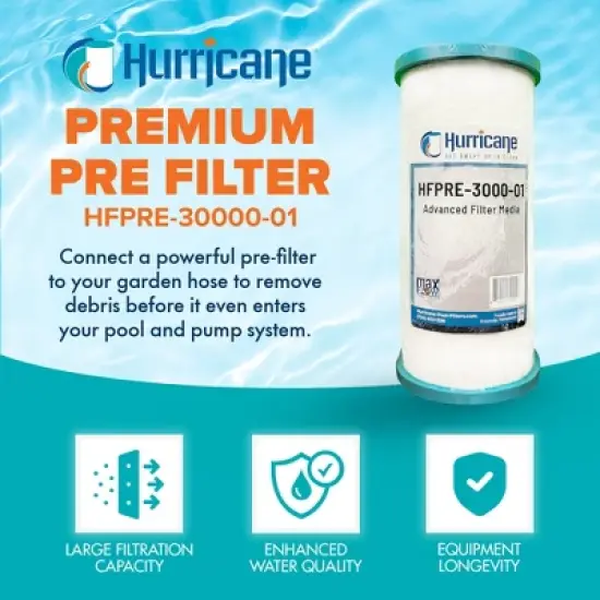 Hurricane PRE30000 Pre Fill Pool Filter Cartridge Replacement with Advanced Bond Filter and Optimal Waterflow for In Ground Pools, 2 Pack image {1}