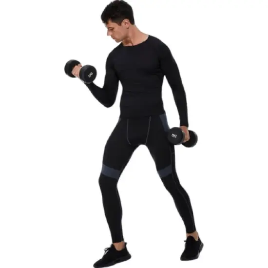 Anna-Kaci Active Men's Long Sleeve Athletic Compression Shirt with Crew Neckline and Stretch Fit Performance Fabric image {3}