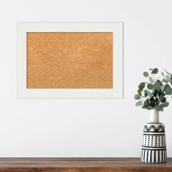 Amanti Art Vanity White Narrow Framed Corkboard, Natural Cork image {4}