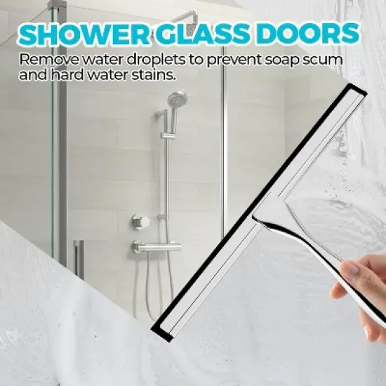 Maison All-Purpose Stainless Steel Shower Squeegee 10inch (2 Pack) image {2}