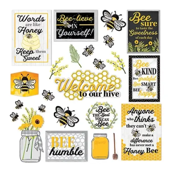 Eureka The Hive Motivational Gallery Wall Bulletin Board Set 34 Pieces (EU-847809) image {1}