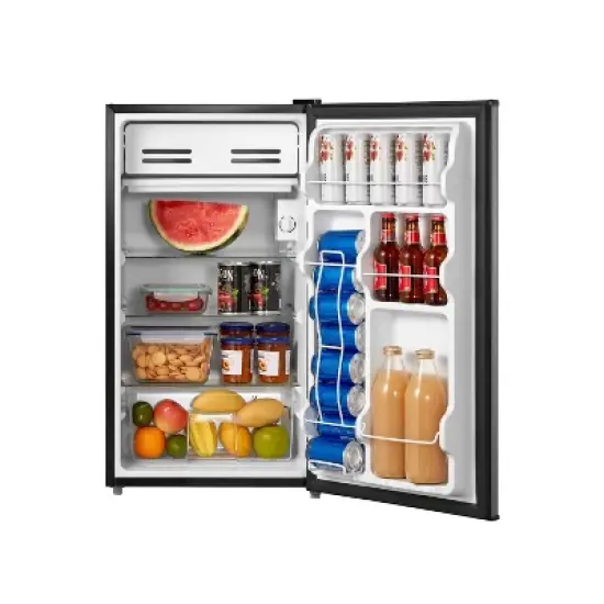 Midea 3.3 cu ft Compact Refrigerator: Energy Star Certified, Freestanding, Silver, Reversible Door, 3 Shelves image {2}