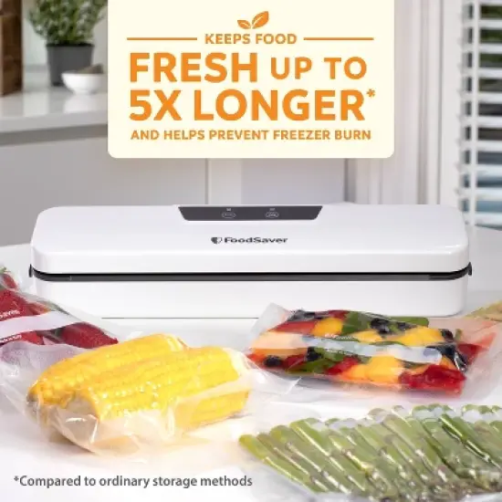 FoodSaver Everyday Vacuum Sealer with Precut Bags: Best Food Vacuum Packer, White, 3-Year Warranty, Spot Clean image {1}