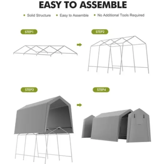 7X15Ft Outdoor Storage Shelter Shed with 2 Zipper Doors & Vents,Waterproof and UV Resistant Anti-Snow Portable Garage Tent,Easy to Assembly image {5}