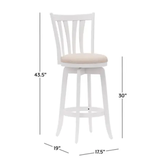 30" Savana Wood Bar Height Swivel Stool White - Hillsdale Furniture image {2}