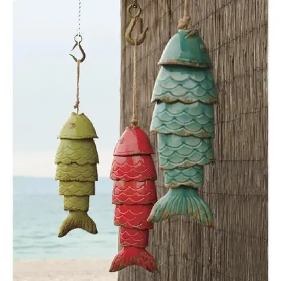 Wind & Weather Colored Porcelain Koi Fish Wind Chime image {1}