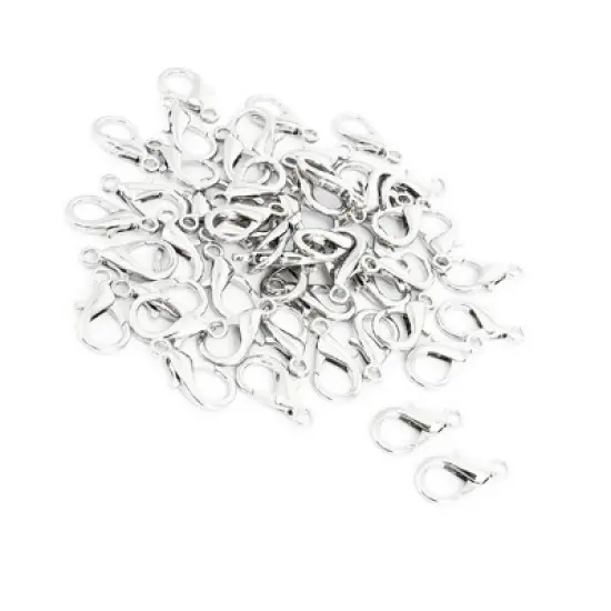 Unique Bargains Metal Necklace Bangle Lobster Claw Clasp Silver Tone 50 Pcs image {1}