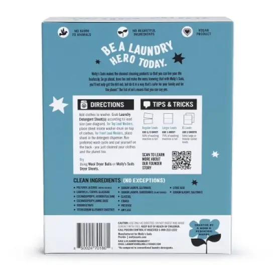 Molly's Suds Laundry Detergent Sheets - Unscented - 70 Loads image {1}