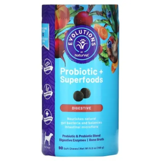 NaturVet Probiotics + Superfoods, Digestive, For Dogs, 90 Soft Chews image {4}