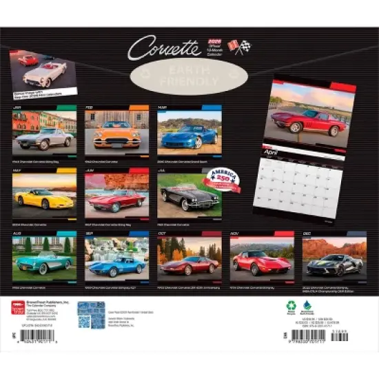 BrownTrout Corvette 2026 14"x24" Hanging Deluxe Wall Calendar Plastic-Free image {1}