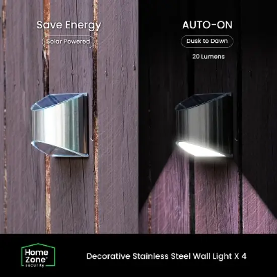 Home Zone Security&reg; 4-Pack Decorative Outdoor Solar Wall Lights Wall, Fence Post, or Step in Silver image {7}