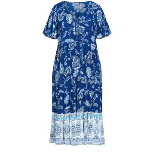 Women's Plus Size Zara Flutter Dress - navy | AVENUE image {2}
