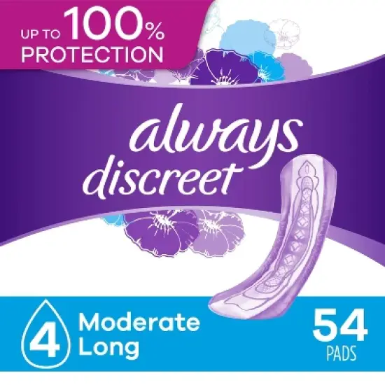 Always Discreet Moderate Long Absorbency 4 Drop Base Pads image {7}