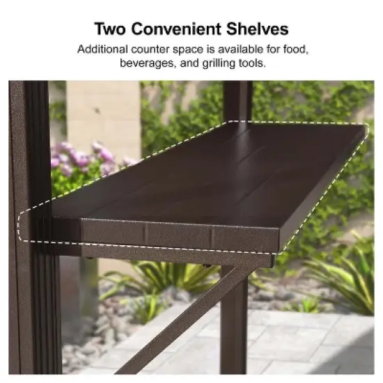 PURPLE LEAF Patio Hardtop Brown Grill Gazebo Metal Roof with 2 Side Shelves Deck Yard Tent Aluminum Garden Outside Sun Shade Outdoor BBQ Canopy image {7}