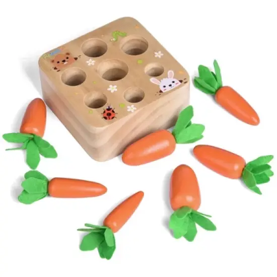 Fun Little Toys Wooden Carrot Sorting Game, Educational Toys for Toddlers, Preschool Gifts for 1-3 Year Old Boys and Girls image {3}