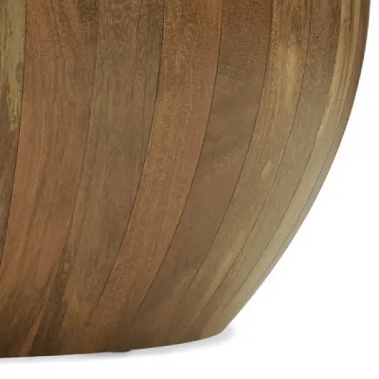 WyndenHall Keystone Drum Coffee Table Natural: Mango Wood, Modern Industrial Style, No Assembly Required image {4}