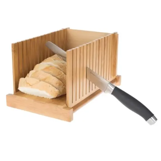 Bamboo Bread Slicer - Foldable, Adjustable Knife Guide and Board for Even Loaf Cutting - Food Preparation Tool for Home Bakers by Classic Cuisine image {5}