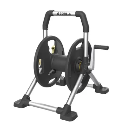 Gorilla Carts 150 ft. Black/Gray Retractable Free Standing Hose Reel Cart image {1}